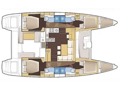 Floor plan of L450F-15A, a Lagoon 450 Fly catamaran at Athens, Greece