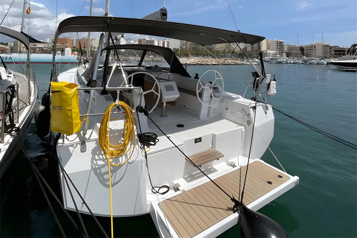 Deck of Blue Eyes, a Bavaria C42 sailboat at Palma de Mallorca, Spain