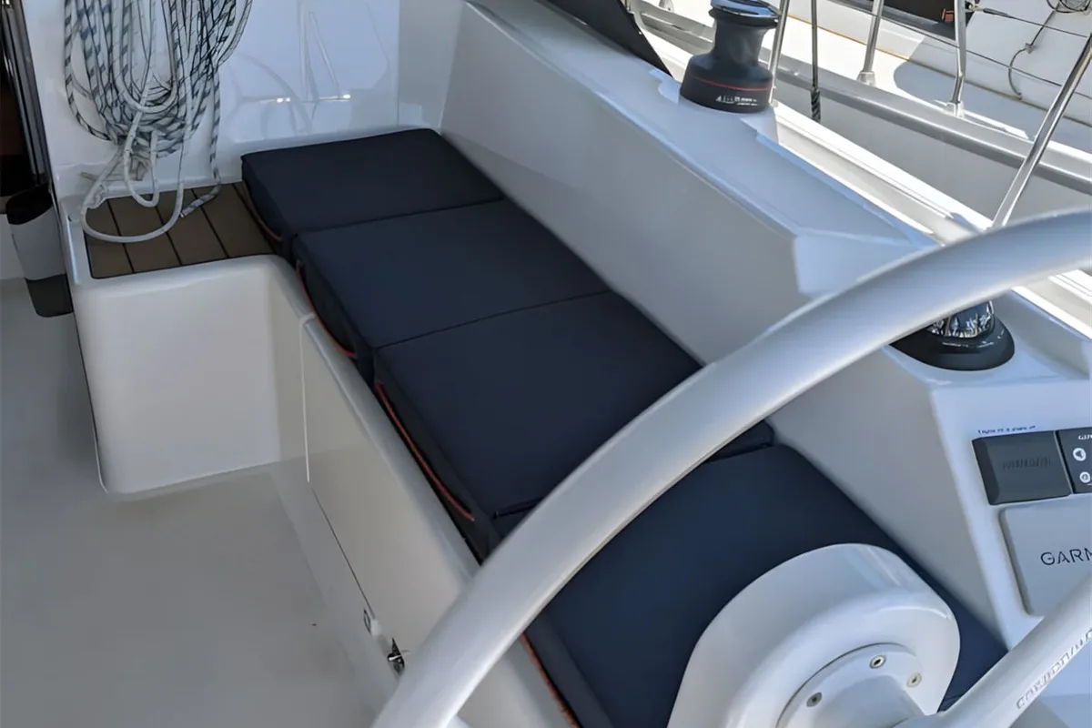Deck of Blue Eyes, a Bavaria C42 sailboat at Palma de Mallorca, Spain
