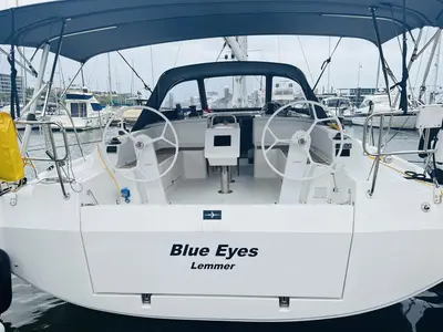 Cockpit of Blue Eyes, a Bavaria C42 sailboat at Palma de Mallorca, Spain