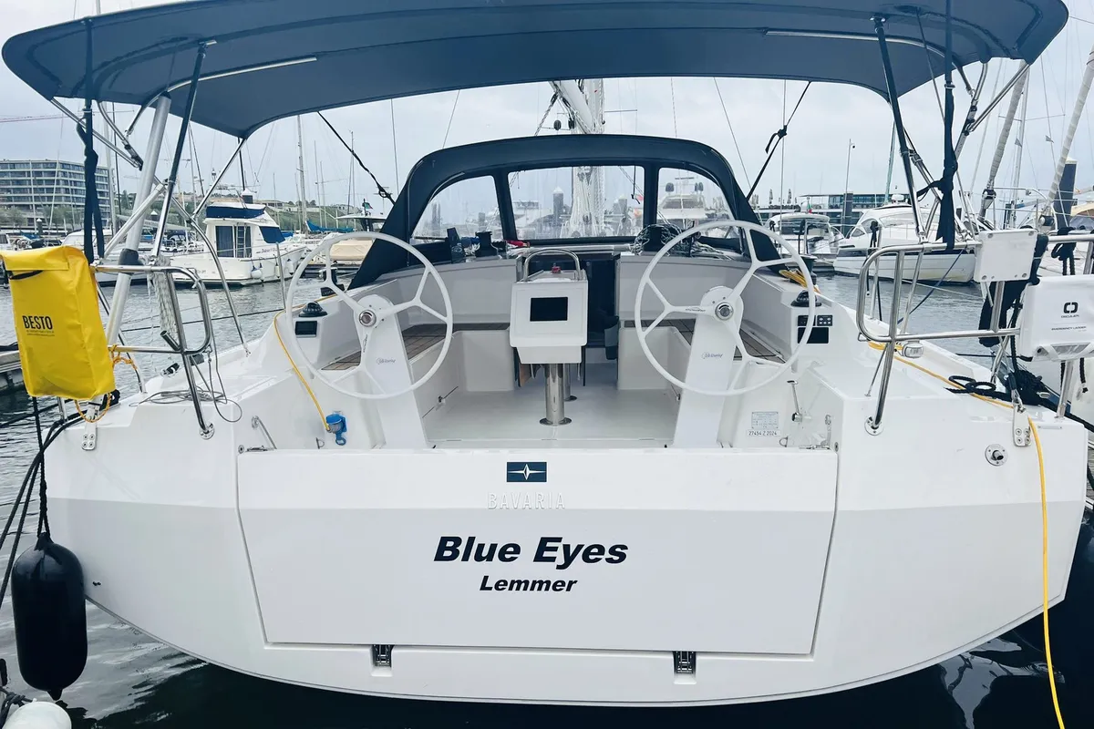 Cockpit of Blue Eyes, a Bavaria C42 sailboat at Palma de Mallorca, Spain