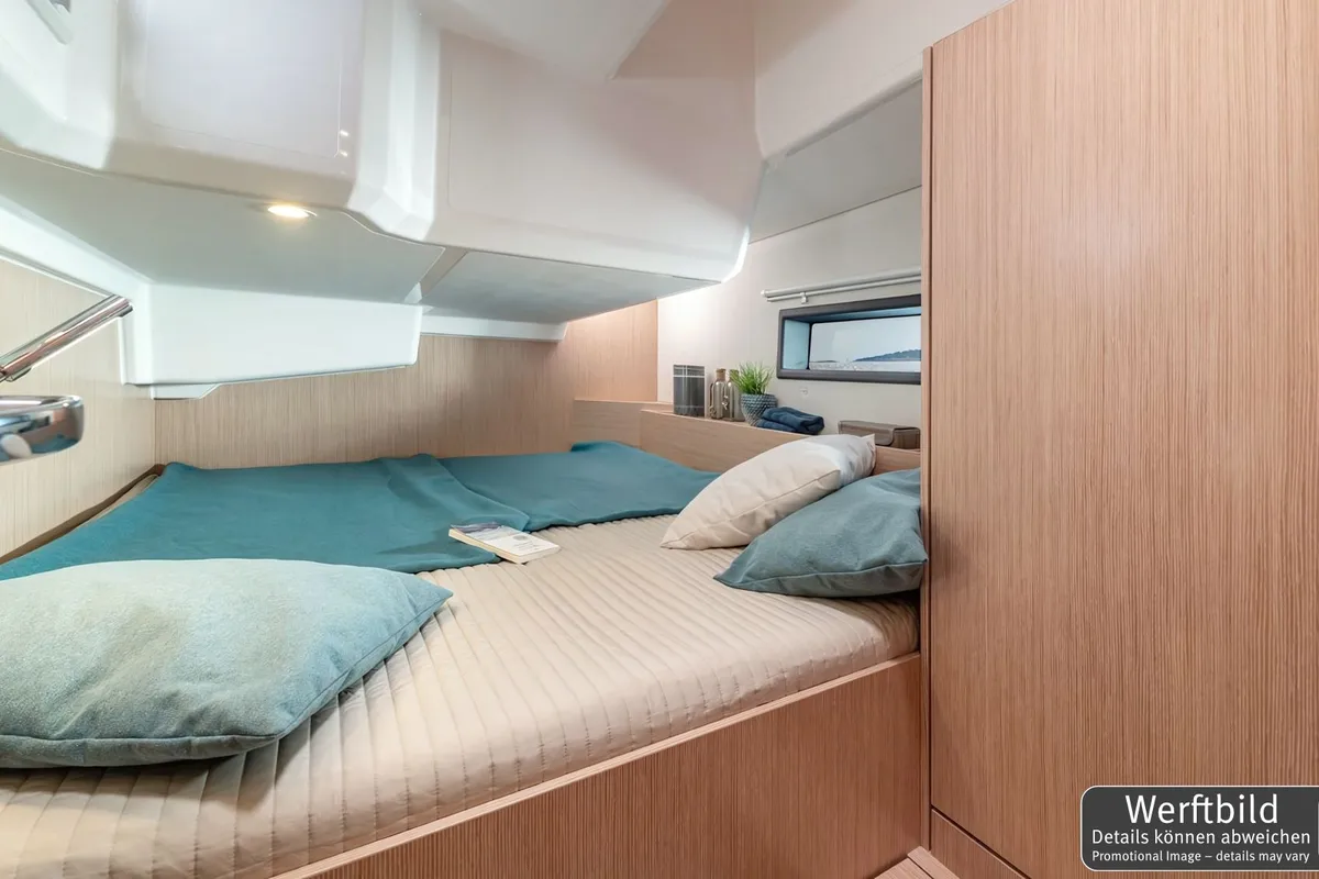 Cabin on Blue Eyes, a Bavaria C42 sailboat at Palma de Mallorca, Spain