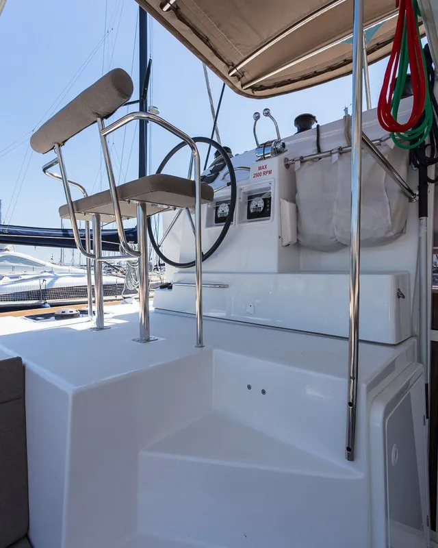 Cockpit of Sunshine, a Lagoon 400 S2 catamaran at Split, Croatia