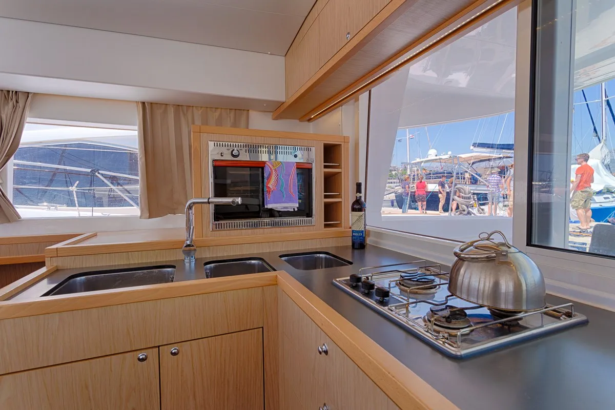 Galley of Sunshine, a Lagoon 400 S2 catamaran at Split, Croatia