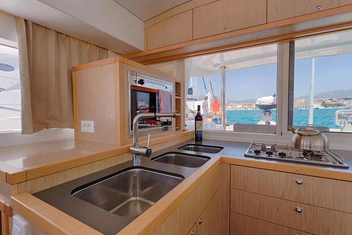 Galley of Sunshine, a Lagoon 400 S2 catamaran at Split, Croatia