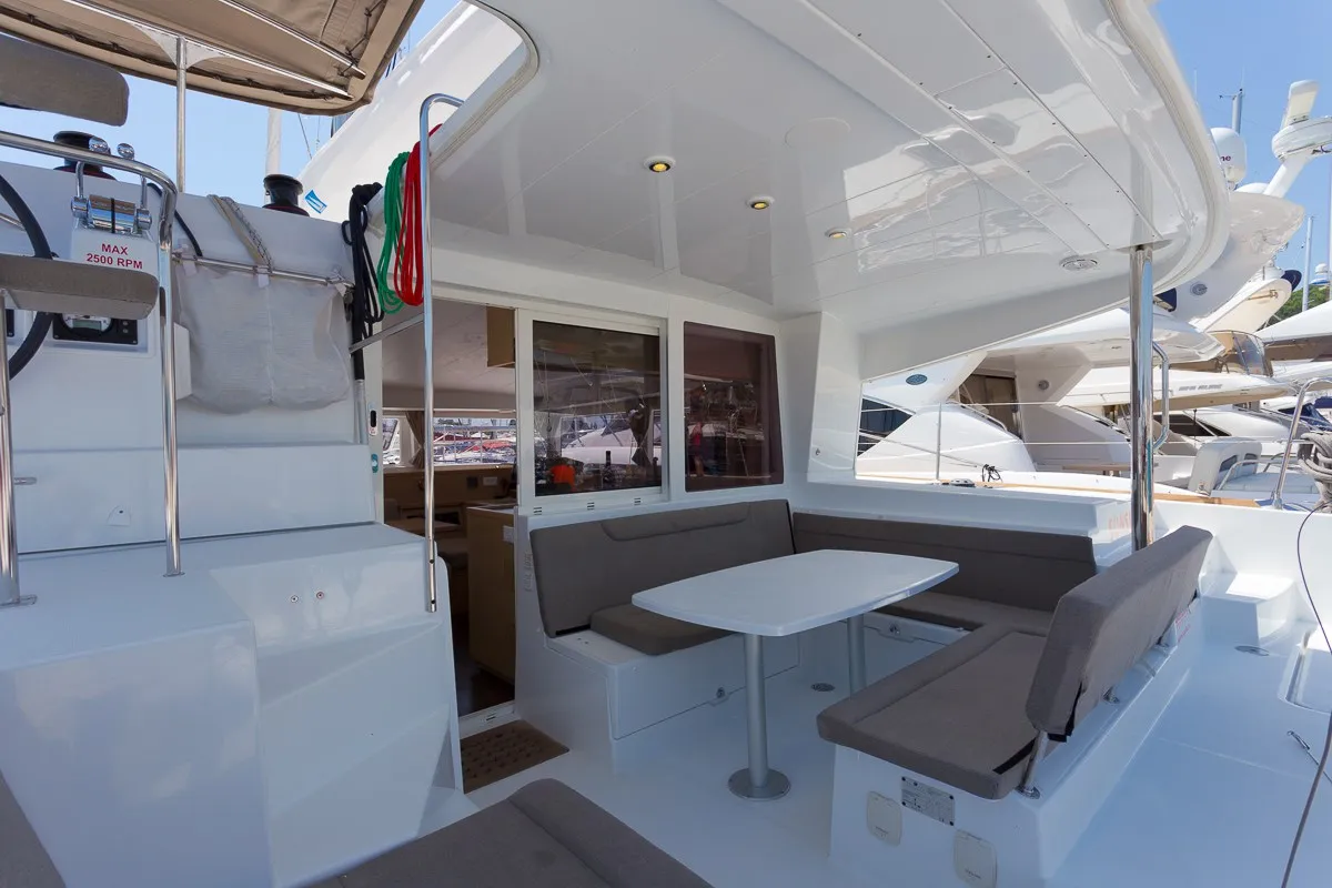 Deck of Sunshine, a Lagoon 400 S2 catamaran at Split, Croatia