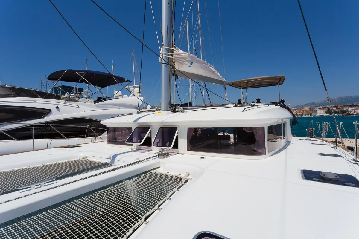 Deck of Sunshine, a Lagoon 400 S2 catamaran at Split, Croatia