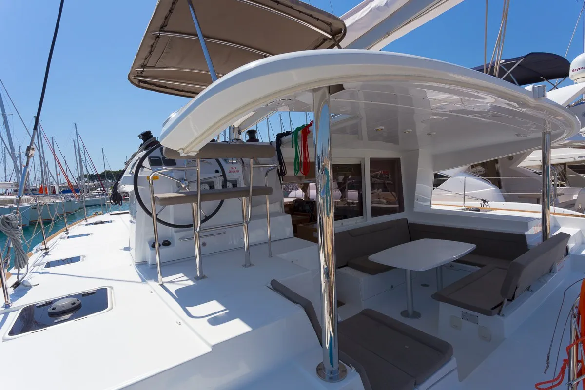 Deck of Sunshine, a Lagoon 400 S2 catamaran at Split, Croatia