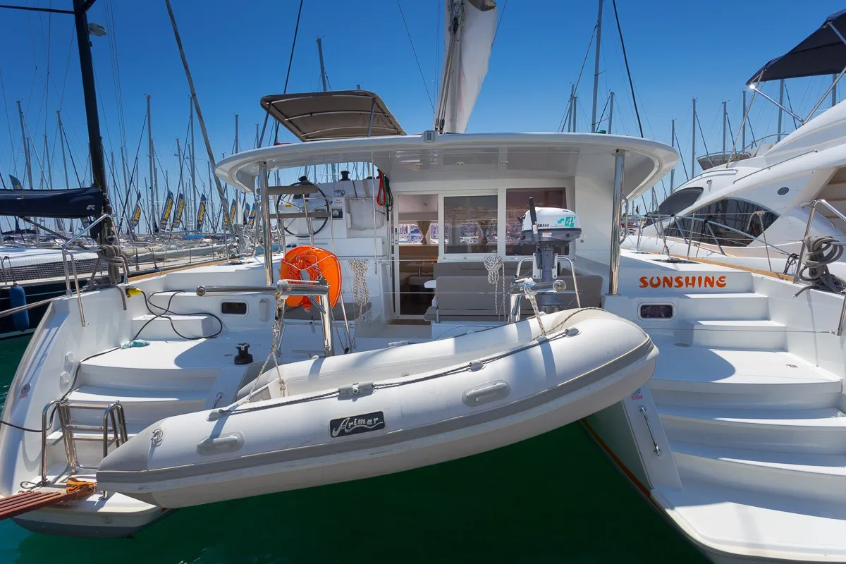 Exterior view of Sunshine, a Lagoon 400 S2 catamaran at Split, Croatia