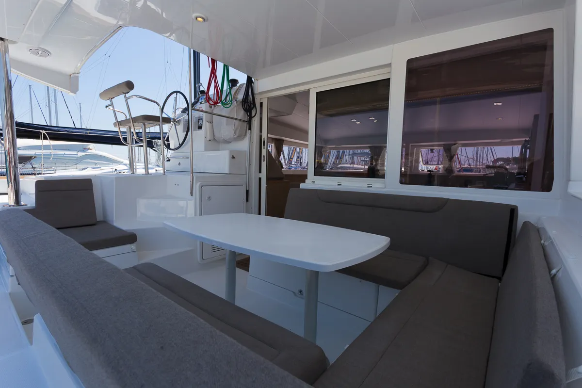 Deck of Sunshine, a Lagoon 400 S2 catamaran at Split, Croatia