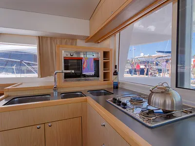 Galley of Sunshine, a Lagoon 400 S2 catamaran at Split, Croatia