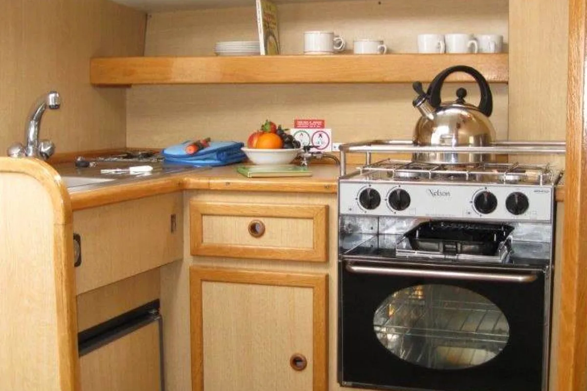 Galley of Cygnet Capri WHS, a motorboat at Laggan, United Kingdom