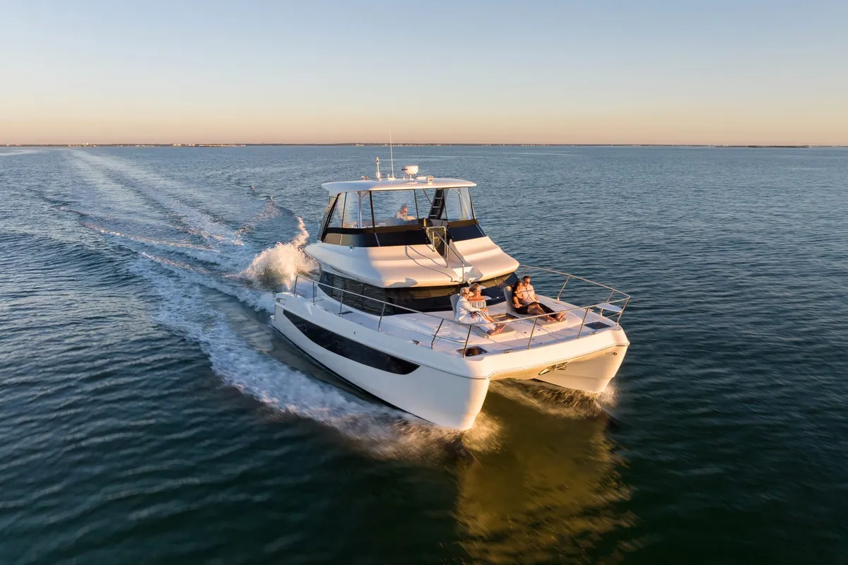 Exterior view of This Is It, a Aquila 42 catamaran at Central Abaco, Bahamas