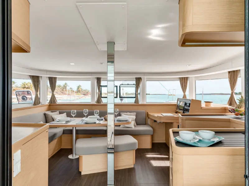 Exterior view of Billy M, a Lagoon 42 catamaran at Lavreotiki Municipal Unit, Greece