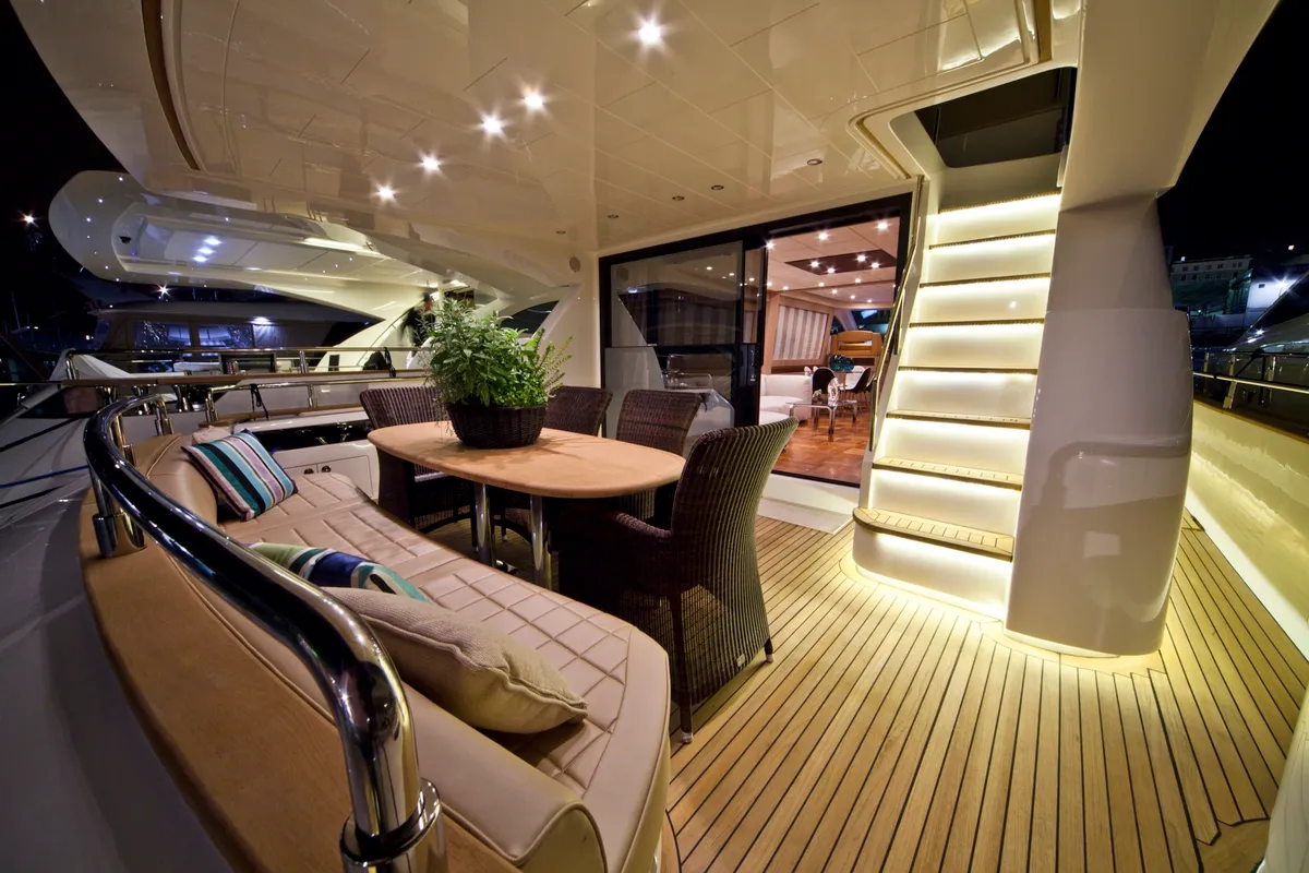 Deck of Premium +, a Abacus 78 Fly motor yacht at Seget Donji, Croatia