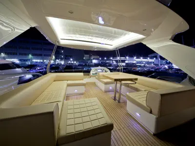 Deck of Premium +, a Abacus 78 Fly motor yacht at Seget Donji, Croatia