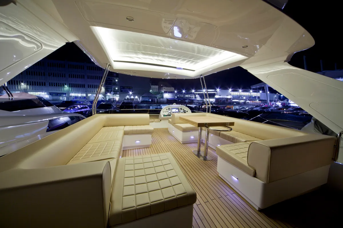 Deck of Premium +, a Abacus 78 Fly motor yacht at Seget Donji, Croatia