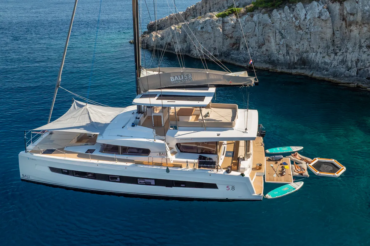 Farben, a Bali 5.8 catamaran at Grad Kaštela, Croatia