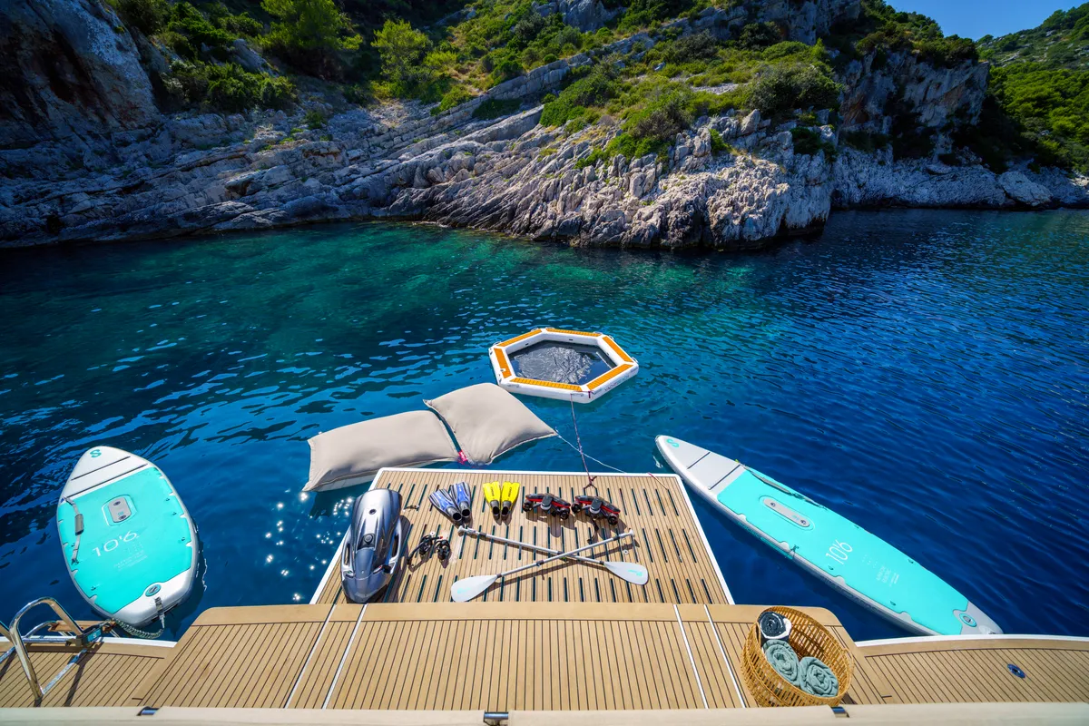 Farben, a Bali 5.8 catamaran at Grad Kaštela, Croatia