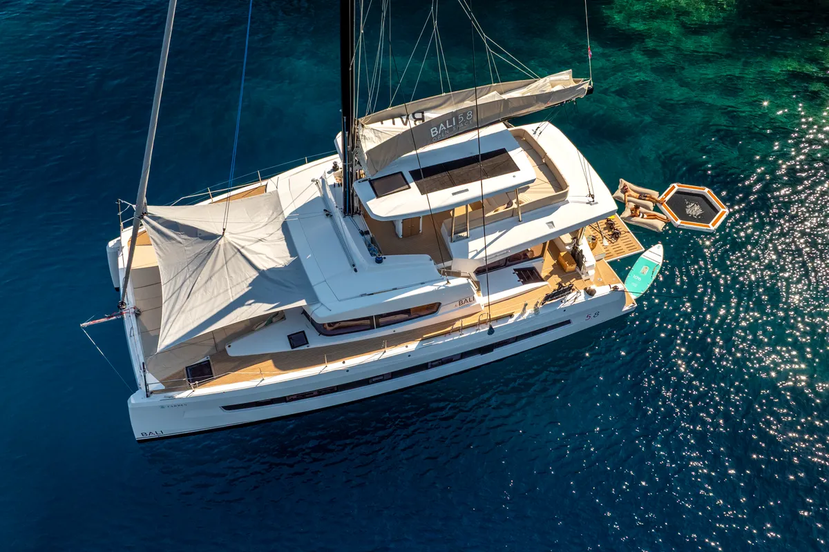 Farben, a Bali 5.8 catamaran at Grad Kaštela, Croatia