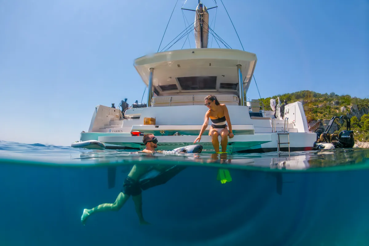 Farben, a Bali 5.8 catamaran at Grad Kaštela, Croatia