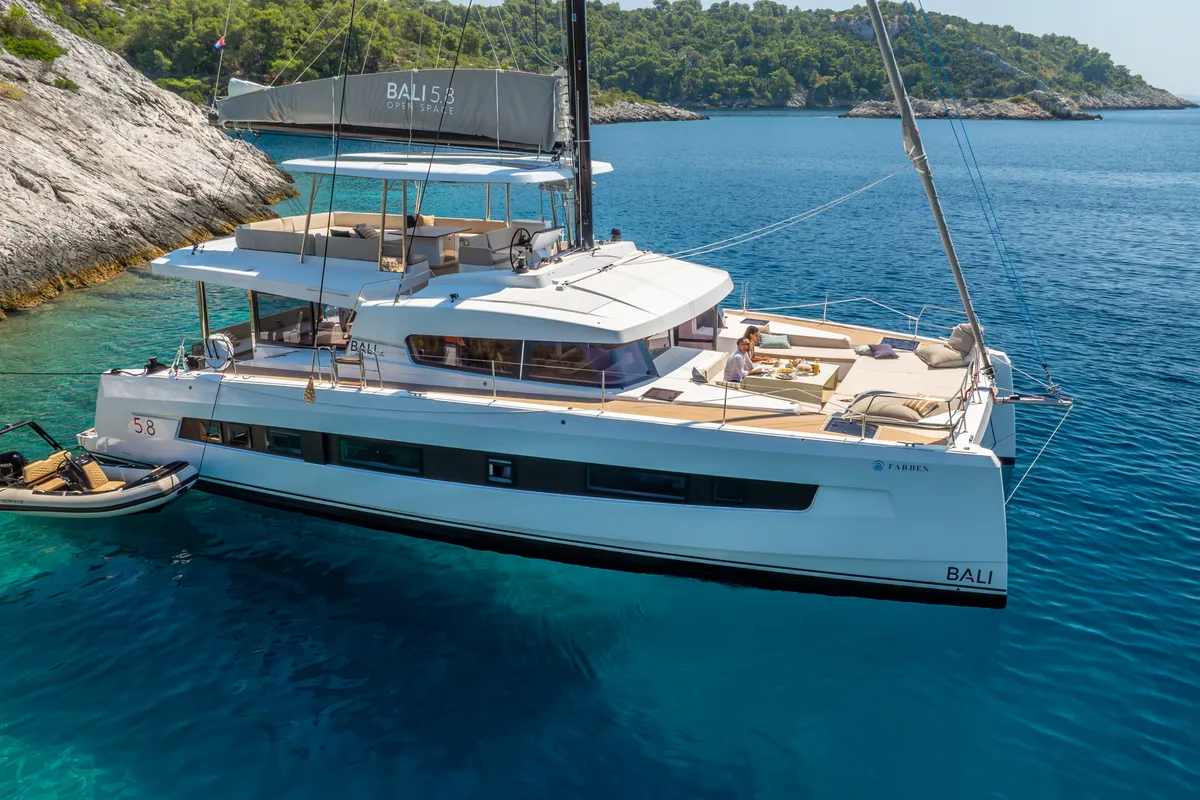 Farben, a Bali 5.8 catamaran at Grad Kaštela, Croatia