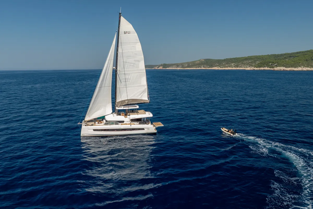 Farben, a Bali 5.8 catamaran at Grad Kaštela, Croatia