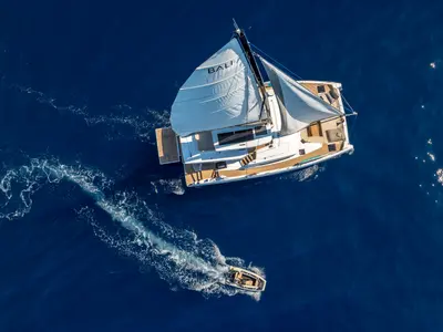 Farben, a Bali 5.8 catamaran at Grad Kaštela, Croatia