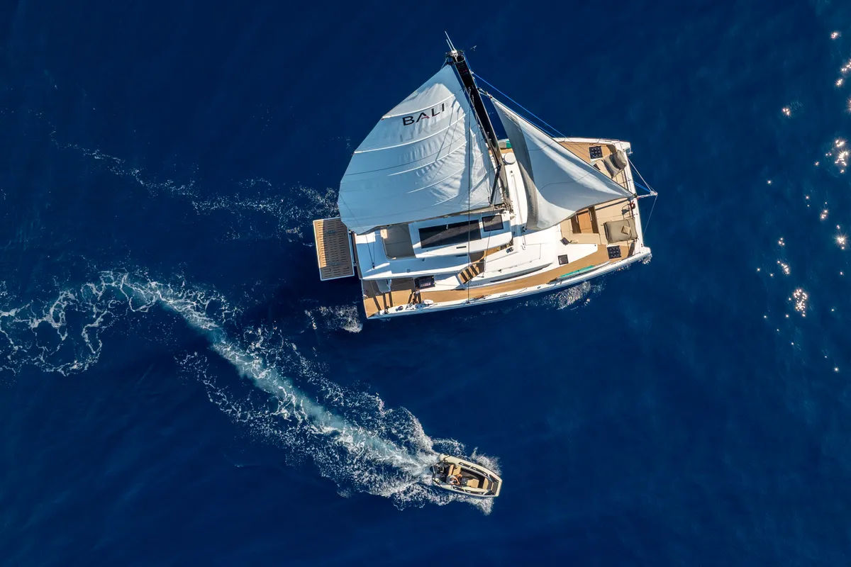 Farben, a Bali 5.8 catamaran at Grad Kaštela, Croatia
