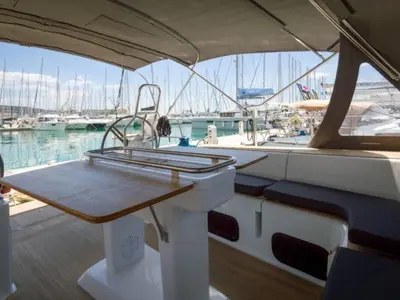 Deck of Bingo, a Elan Impression 50 sailboat at Grad Biograd na Moru, Croatia