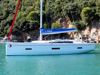 Exterior view of Sunsail 53.5 Premium, a Dufour 530 sailboat at Općina Marina, Croatia