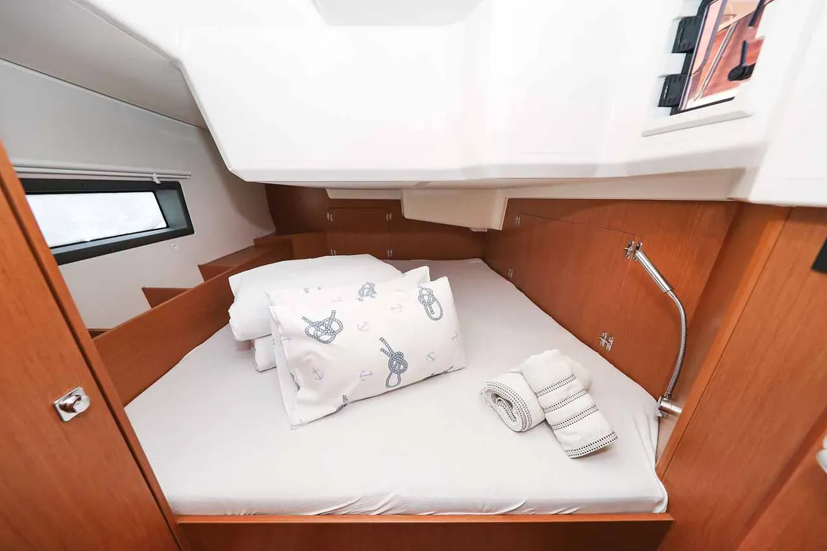 Cabin on RUMBA, a Bavaria C42 sailboat at Grad Biograd na Moru, Croatia