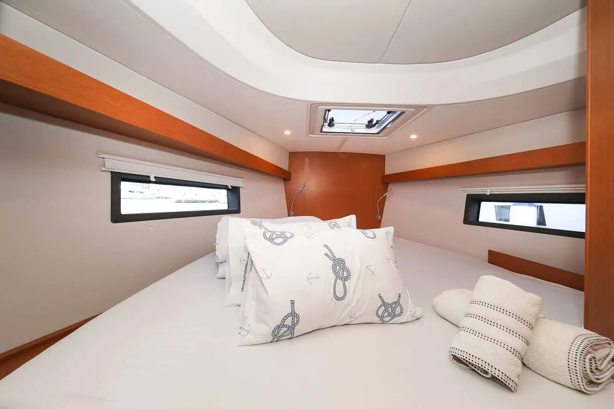 Cabin on RUMBA, a Bavaria C42 sailboat at Grad Biograd na Moru, Croatia