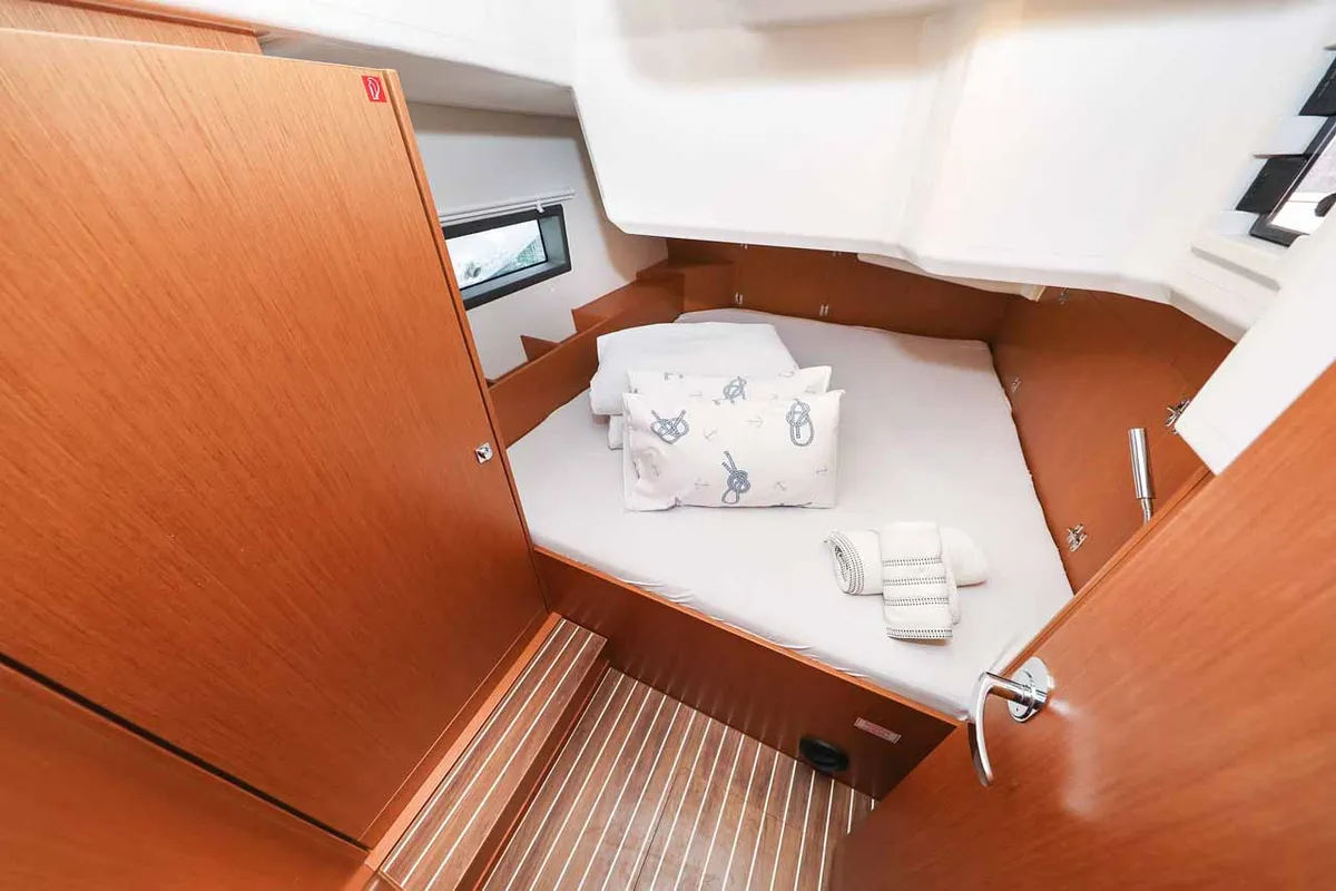 Cabin on RUMBA, a Bavaria C42 sailboat at Grad Biograd na Moru, Croatia