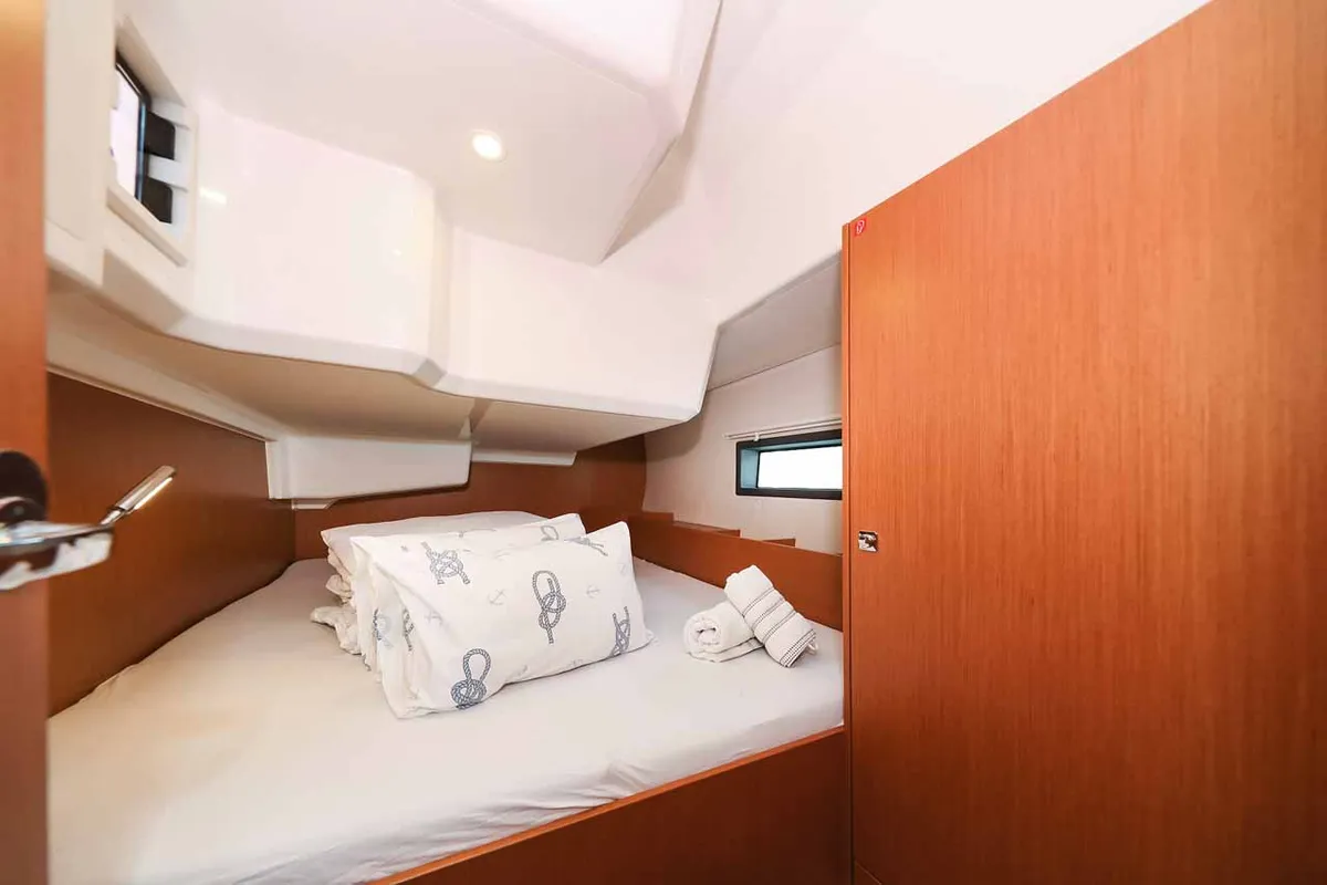 Cabin on RUMBA, a Bavaria C42 sailboat at Grad Biograd na Moru, Croatia