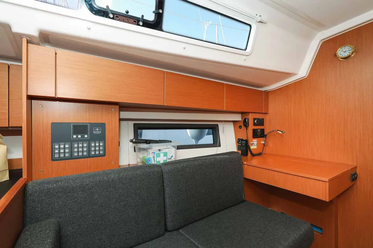 Salon of RUMBA, a Bavaria C42 sailboat at Grad Biograd na Moru, Croatia