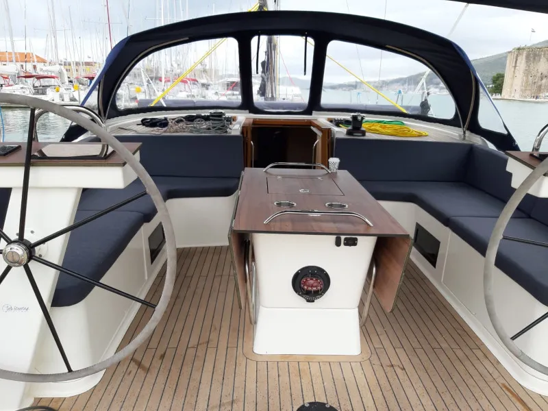 Cockpit of Prestige, a D&D Kufner 50 sailboat at Grad Trogir, Croatia