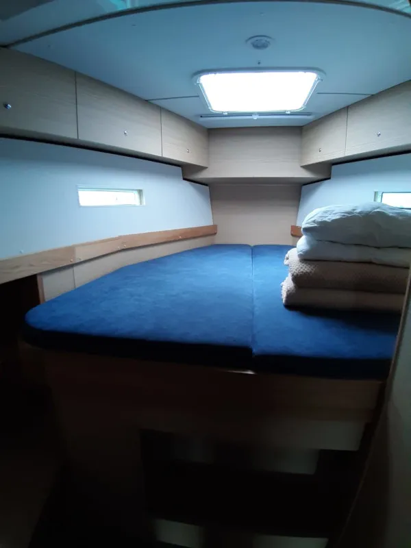 Cabin on Prestige, a D&D Kufner 50 sailboat at Grad Trogir, Croatia