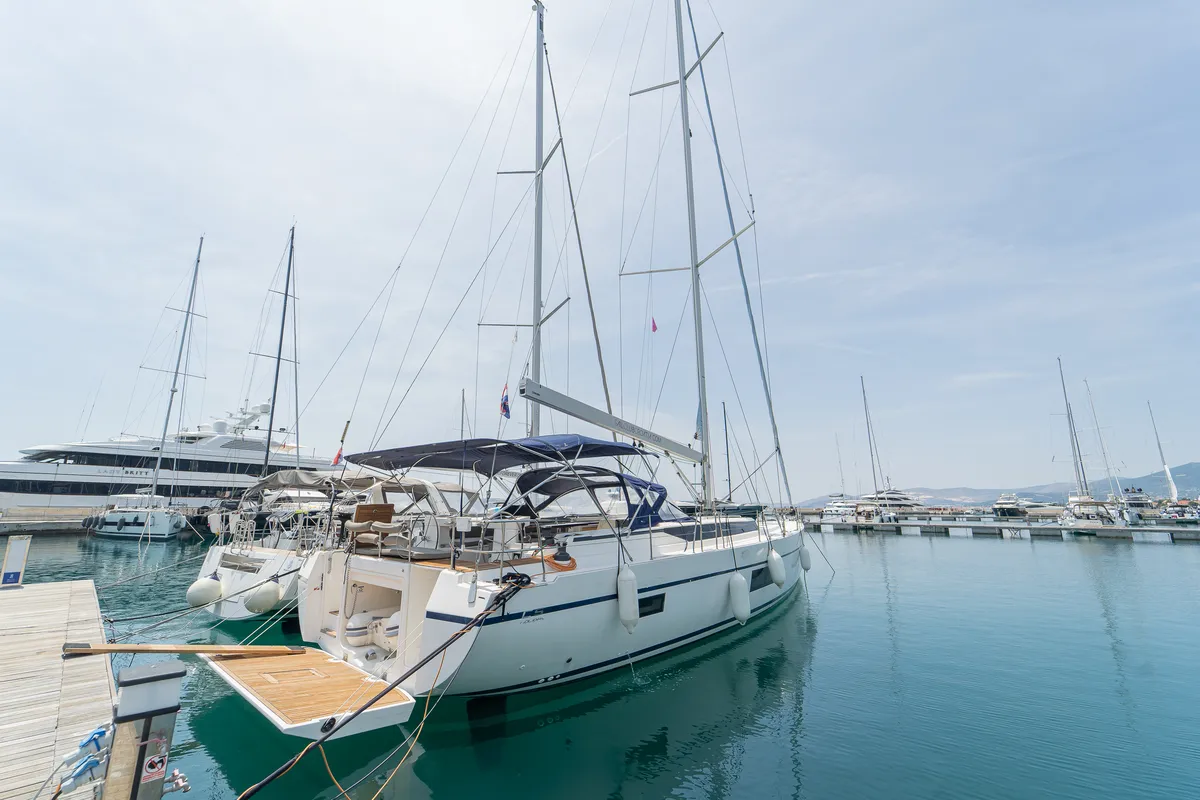 Blue Beyond, a Bavaria C57 Holiday sailboat at Grad Kaštela, Croatia