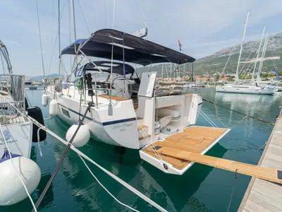 Blue Beyond, a Bavaria C57 Holiday sailboat at Grad Kaštela, Croatia