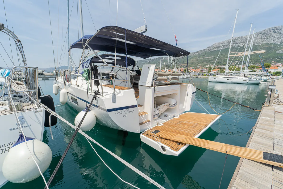 Blue Beyond, a Bavaria C57 Holiday sailboat at Grad Kaštela, Croatia