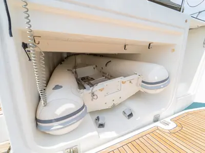Deck of Blue Beyond, a Bavaria C57 Holiday sailboat at Kaštela, Croatia