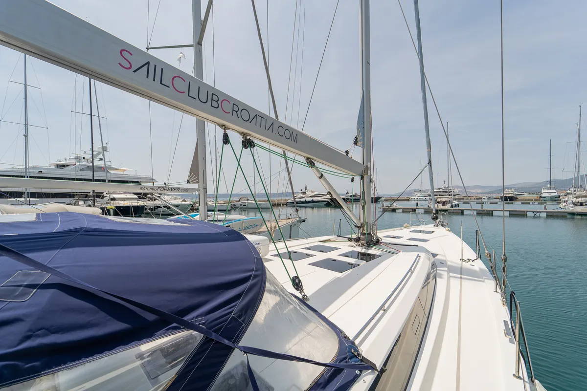 Blue Beyond, a Bavaria C57 Holiday sailboat at Grad Kaštela, Croatia