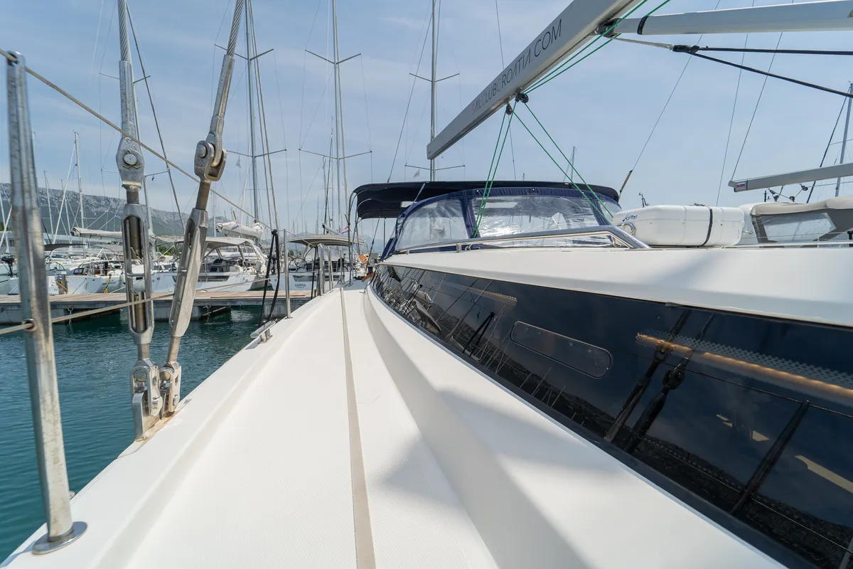 Blue Beyond, a Bavaria C57 Holiday sailboat at Grad Kaštela, Croatia