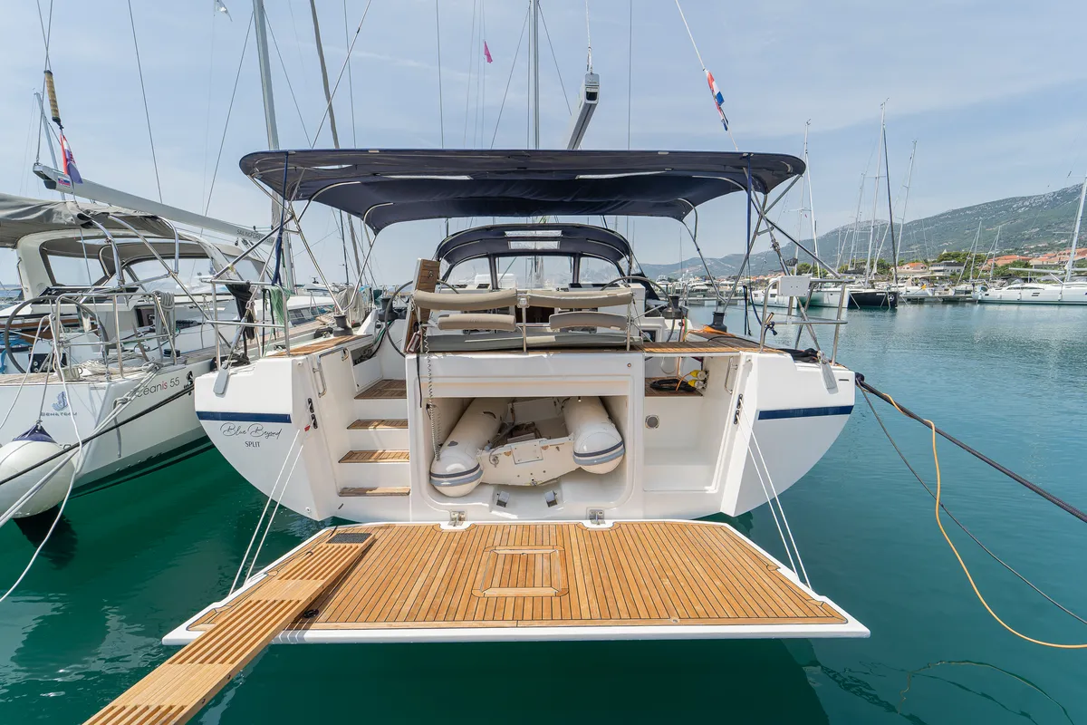 Blue Beyond, a Bavaria C57 Holiday sailboat at Grad Kaštela, Croatia