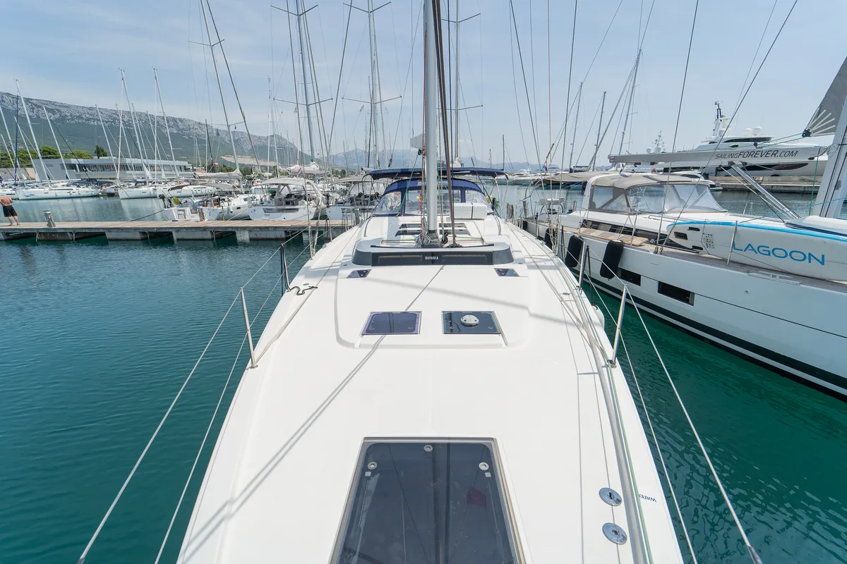 Blue Beyond, a Bavaria C57 Holiday sailboat at Grad Kaštela, Croatia
