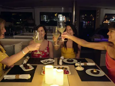 Salon of Namaste Of Bali, a Bali 5.4 catamaran at Grad Kaštela, Croatia