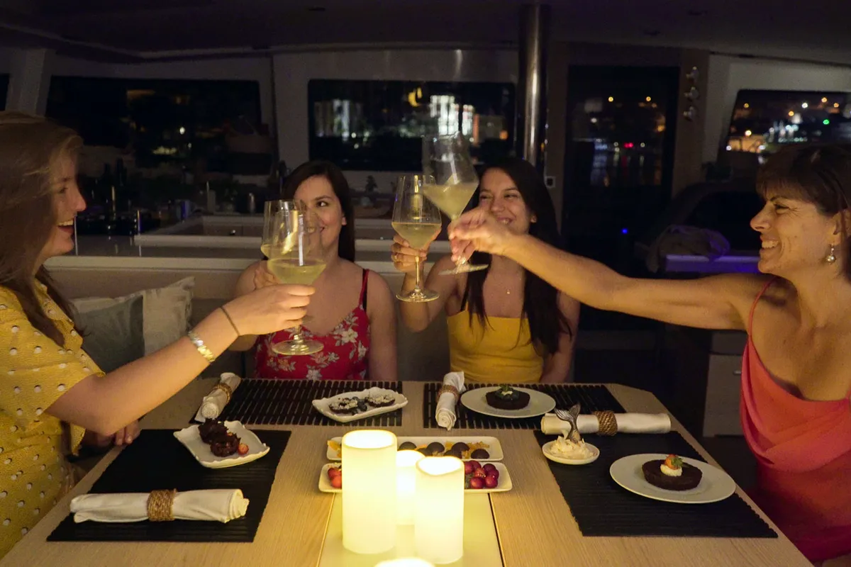 Salon of Namaste Of Bali, a Bali 5.4 catamaran at Grad Kaštela, Croatia
