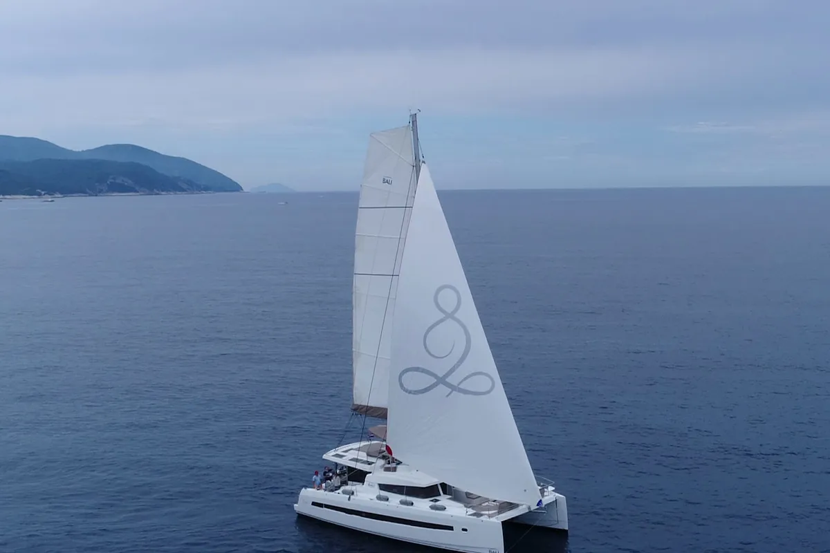 Exterior view of Namaste Of Bali, a Bali 5.4 catamaran at Grad Kaštela, Croatia