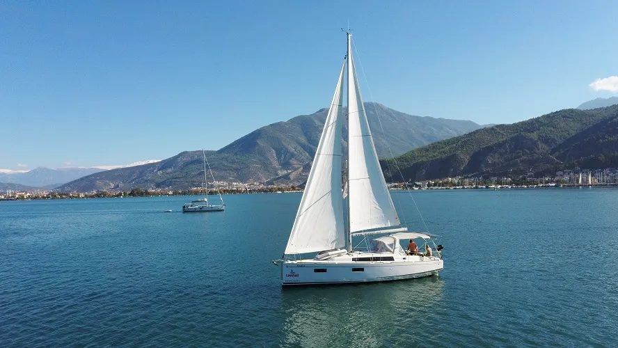 Exterior view of Rosa Bella, a Beneteau Oceanis 38.1 sailboat at Fethiye, Turkey